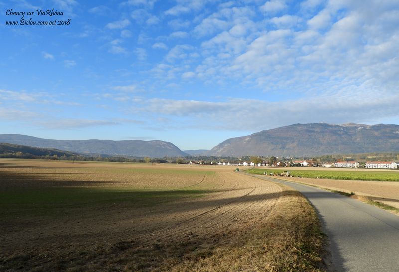 Option ViaRhôna : Chancy , en route vers le défilé de l'écluse, à bicyclette