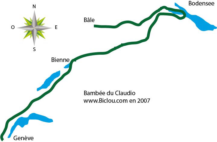 carte Bâle Bodensee et retour genève parcours Numéro cinq suisse à vélo