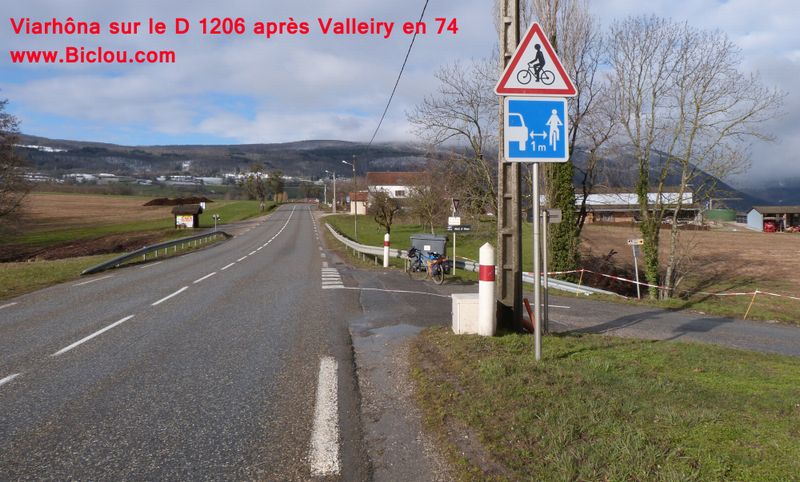 Aménagement minimun du CG 74 sur la D 1206 à Valleiry sur la Viarhôna en 2013