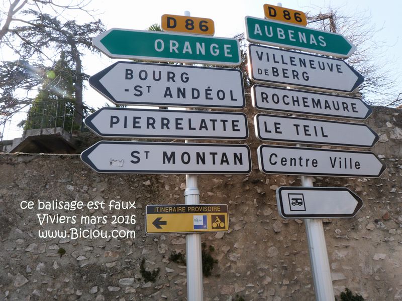 Ce balisage ViaRhôna ; de Viviers est faux en 2016 !