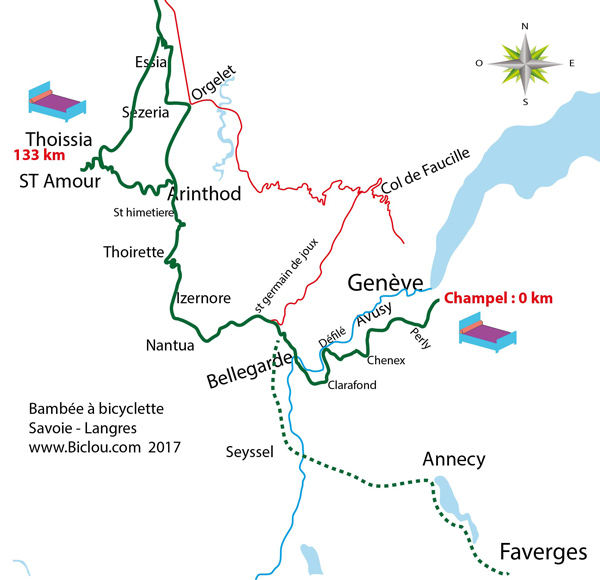 Carte bambée à Bi et Tri cyclettes le long de la  Meuse en 2017 Charleville Givet Dinant