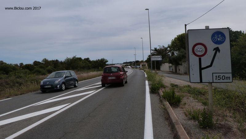 Sur ViaRhôna sur la D 114 ai niveau de Vic la Gardiole soudain interdite aux cyclistes !