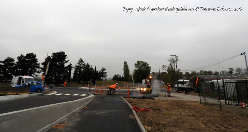 IRigny refonte du giratoire et piste cyclable menant de saint Fons à Pierre Bénite en oct 2018