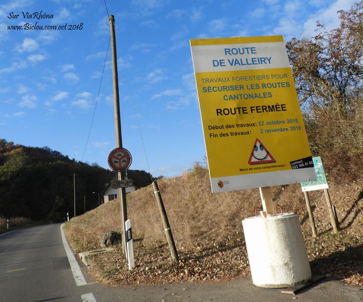 Chancy route de Valleiry fermée sur ViaRhôna
