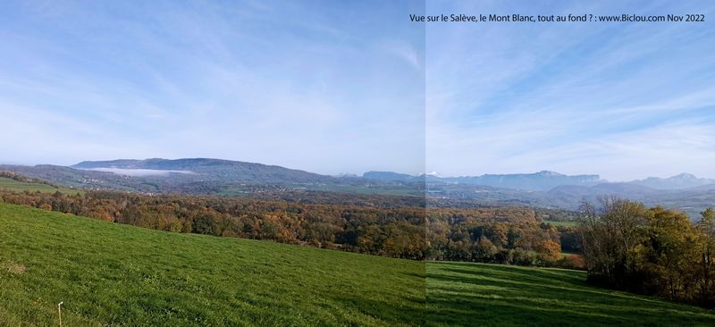 En allant vers Genève ; regard sur la Iaute, le Salève , le Mont Blanc au fond