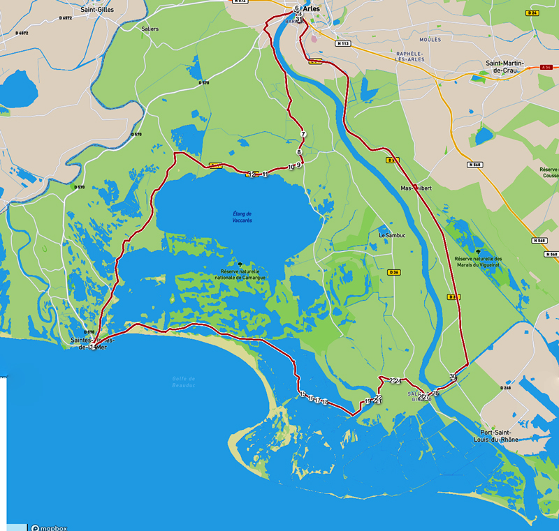 De Arles à Arles : Saintes Maries de la mer et tour du Vaccares By Bike (mars 2025)