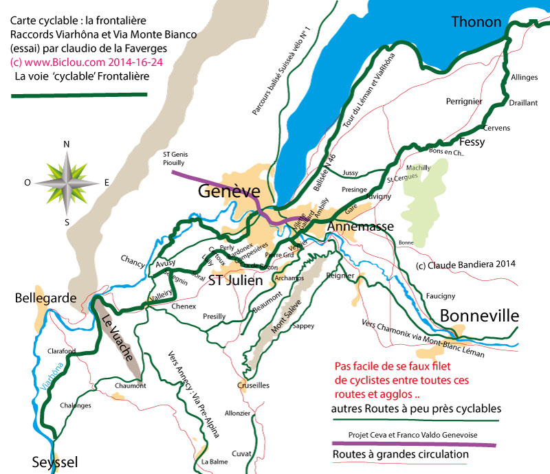 carte voies presque vertes bas chablais la frontalière raccord viarhona chablais arve