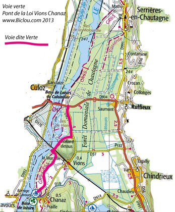 Carte voei verte  serrieres pont de la loi vions chanaz